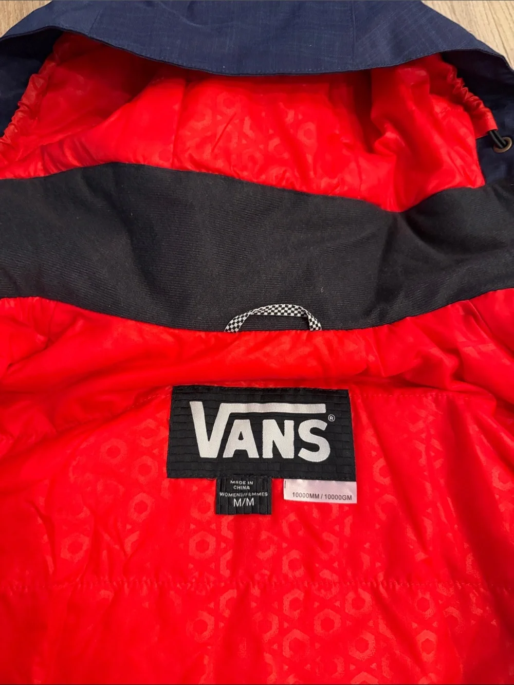 Women's Navy Hooded Snow Jacket with Red Lining